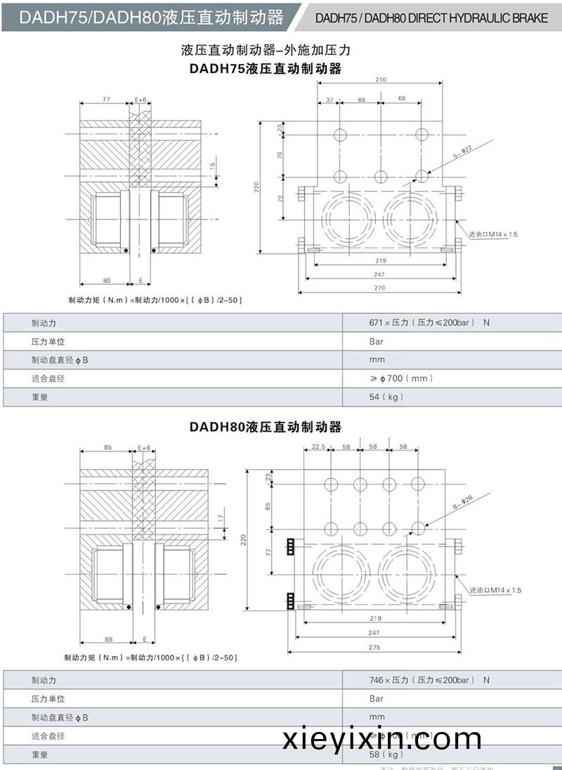 DADH75液壓直動製動器
